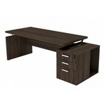 Mesa reta madeira com gaveteiro pedestal